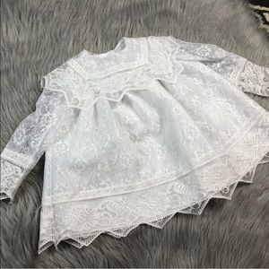 Vintage Bonnie Jean Toddler Girls White Lace Dress